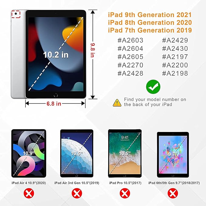 BMOUO Kids Case for iPad 9th/8th/7th Generation (iPad 10.2 Inch 2021/2020/2019) with Built-in Screen Protector Durable Shockproof Handle Stand iPad 9th 8th 7th Generation Case for Kids Black