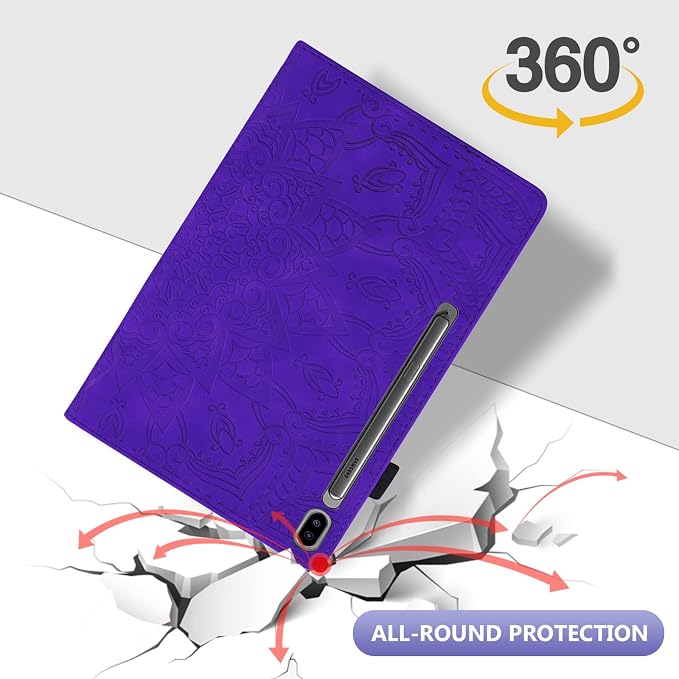 Dteck Wallet Case for Galaxy Tab S10+/S9+/S7 FE/S8+/S7 Plus 12.4 Tablet Premium PU Leather Folding Stand Auto Wake/Sleep Pen Holder Case with Hummingbirds