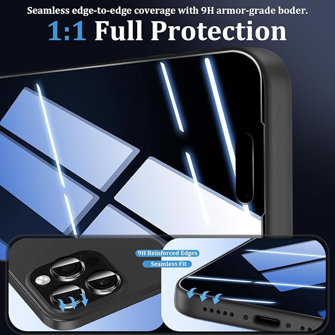 (3+2 Pack) 360° Privacy Screen Protector for iPhone 16 Pro Max 【4 Way Anti Spy】 + Camera Lens Protector9H Shatterproof Anti-PeepBubble-Free Case Friendly Easy Installation Frame Included