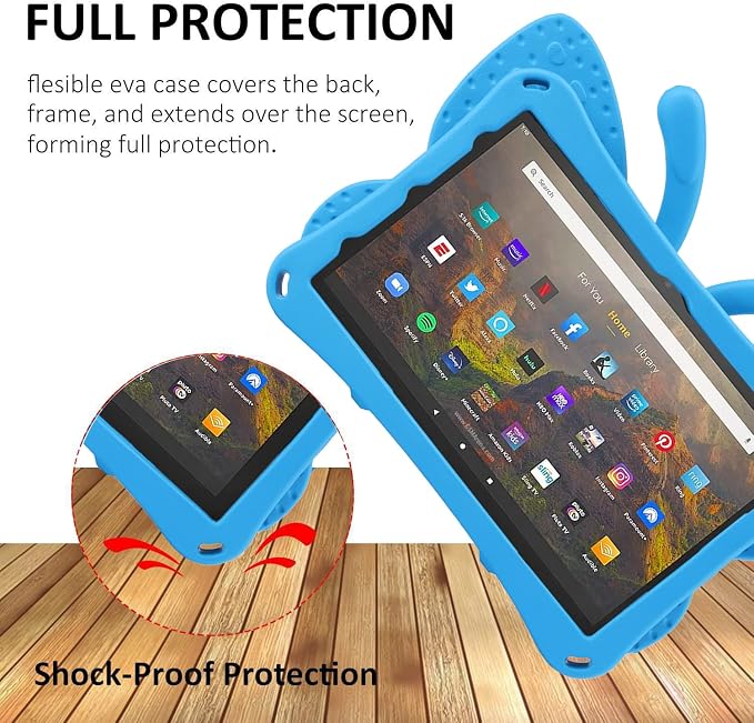 Simicoo Fire Max 11 Tablet 2023 Cute Butterfly Case with Stand for Kids Girl Light Weight EVA Rugged Shockproof Full Cover Kids Friendly Kids case for Fire Max 11(Blue)