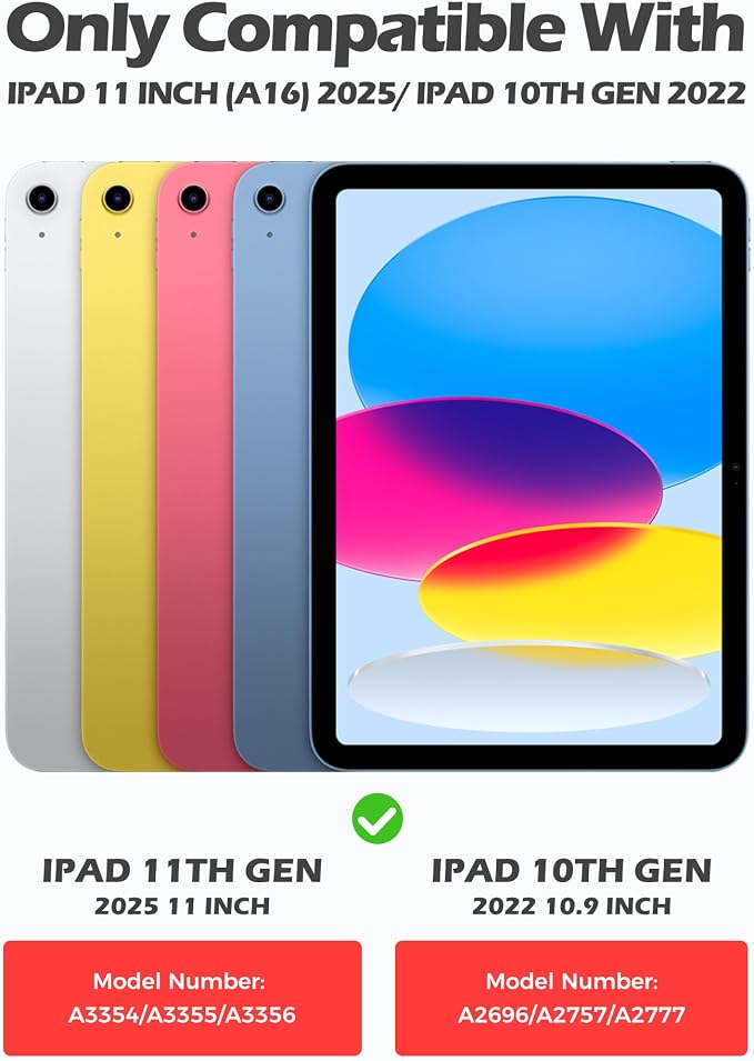 ProCase Kids Case for 11 iPad (A16) &amp 10.9 iPad 10th Gen Black | 180° Adjustable Kickstand with Pencil Holder 3-Layer Heavy Duty Rugged Shockproof Hard Shell Cover