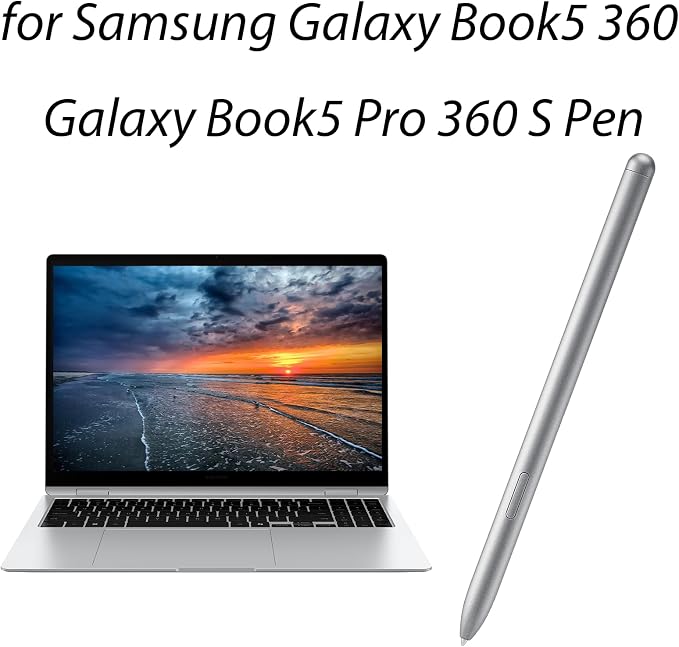 Galaxy Book5 360 S Pen Replacement for Samsung Galaxy Book5 360 Pen Book5 Pro 360 S Pen Without Bluetooth Book5 Pro 360 Stylus Pen + 5 Tips (Silver)