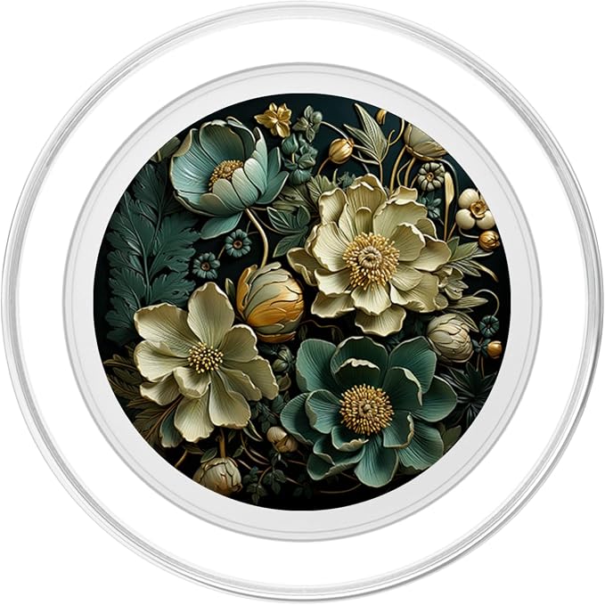 Floral Flower Beautiful Flowers and Leaves Green PopSockets Adhesive PopGrip