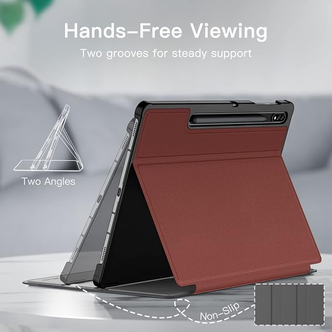 JETech Folio Case for Samsung Galaxy Tab S8 Plus/S7 FE/S7 Plus 12.4 Black | For 2022/2021/2020 Model Multi-Angle Stand Cover S Pen Holder Slim Protective Cover Auto Wake/Sleep