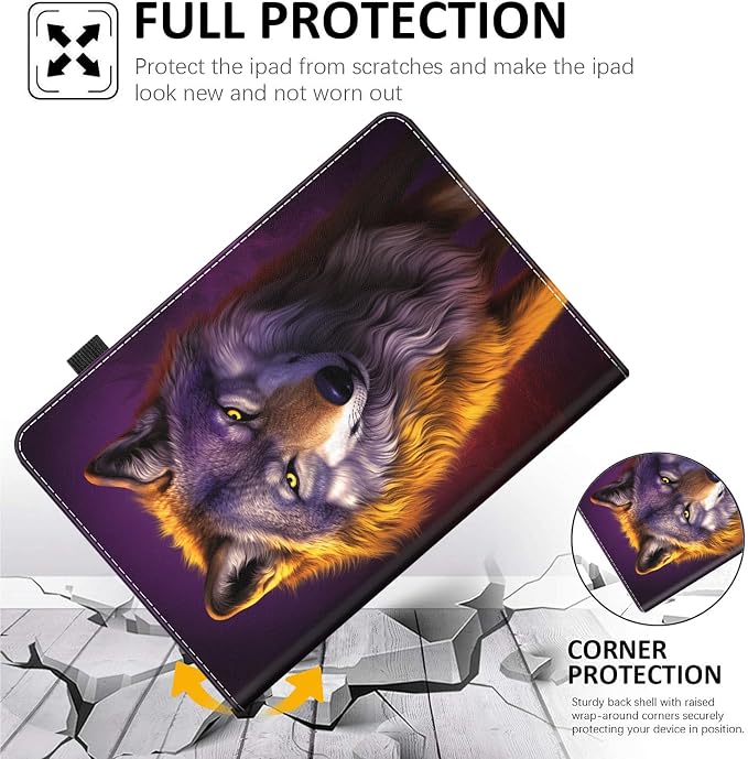 Case for All-New Amazon Fire HD 10 and 10 Plus Tablet (13th/11th Generation 2023/2021 Release) 10.1 - Slim Fit Standing Cover with Auto Sleep/Wake，Wolf
