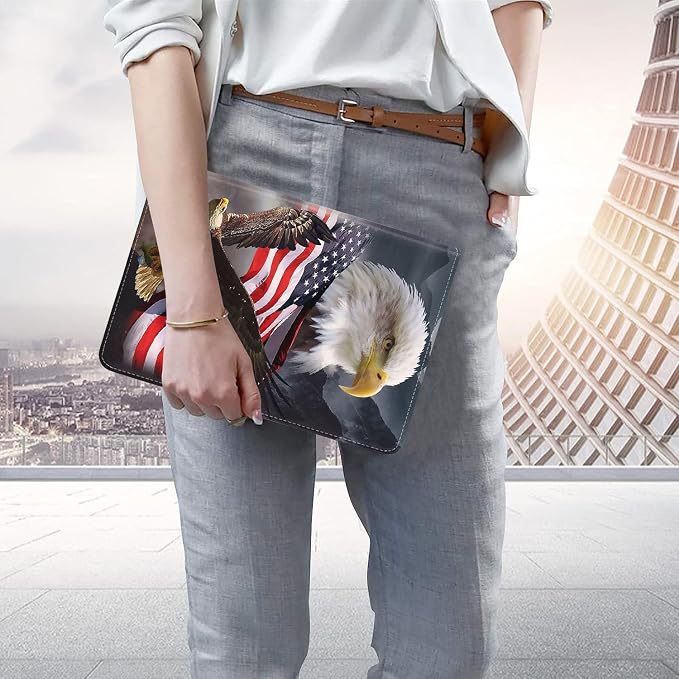 WEUIUJKILO Case for iPad (A16) 11th Generation 11 Inch 2025 iPad 10th Generation 10.9 Inch 2022 Slim PU Leather Folding Stand Smart Cover with Auto Sleep/Wake American Flag and Sunflower