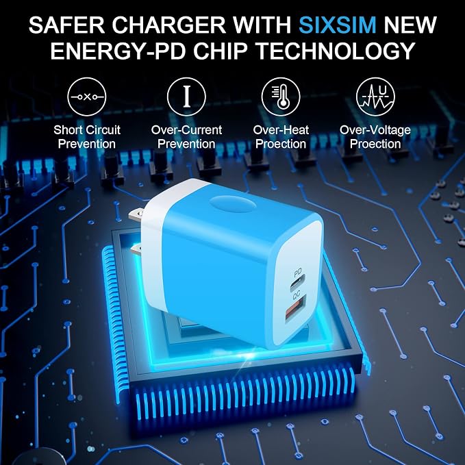 USB C Wall Charger 2-Ports 20W USB A and USB C Charger Block [PD/QC 3.0] | 3Pack USB-C Power Wall Plug Adapter Brick for iPhone 17/16/15/14/13/12/Pro Max/Mini iPad/Pro AirPods Pixel Samsung Galax