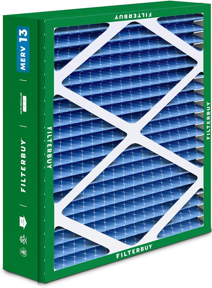 Filterbuy 21x21.5x5 Air Filter MERV 13 Optimal Smoke & Allergy Defense