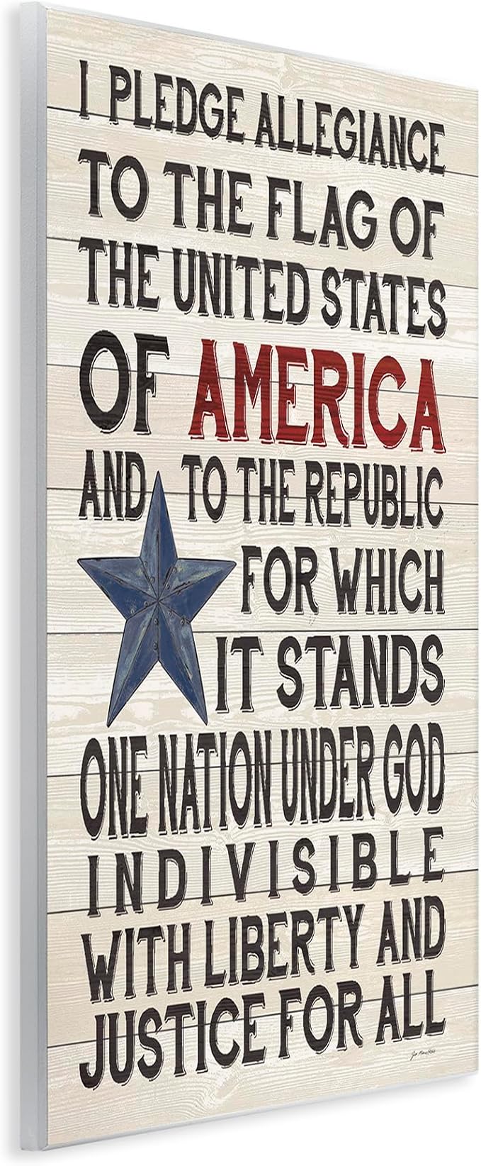 Stupell Industries Pledge of Allegiance Stars and Stripes Americana Rustic Wood Look Sign Wall Plaque, 12 x 18, Multi-Color