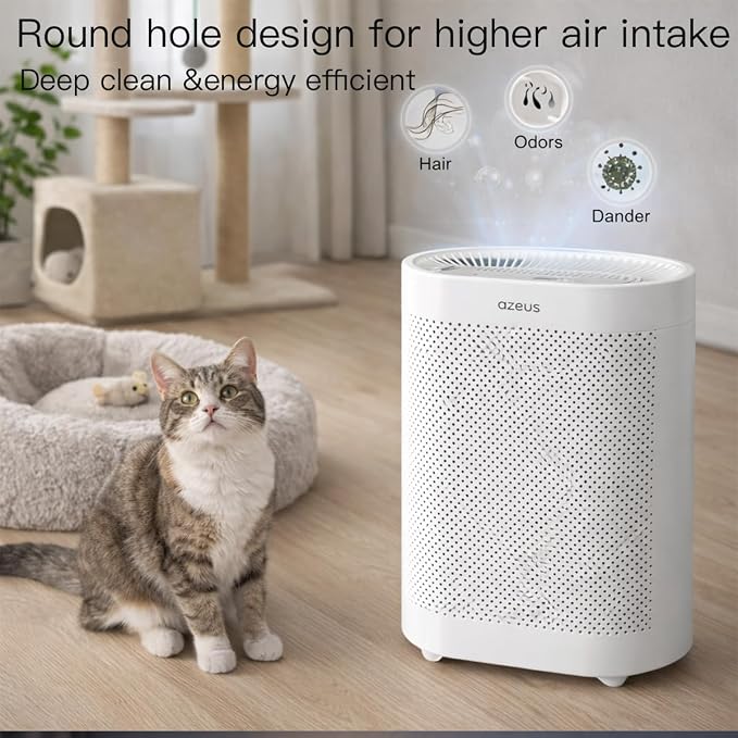 Azeus FS32 Air Purifier | True HEPA Filter | Covers Up to 1076 Sq. Ft. | Ideal