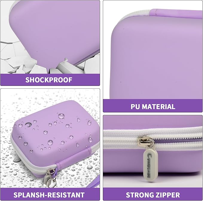 Carrying & Protective Case for Digital Camera, AbergBest 21 Mega Pixels 2.7" LCD Rechargeable HD/Kodak Pixpro/Canon PowerShot ELPH 180/190 / Sony DSCW800 / DSCW830 Cameras for Travel - Purple