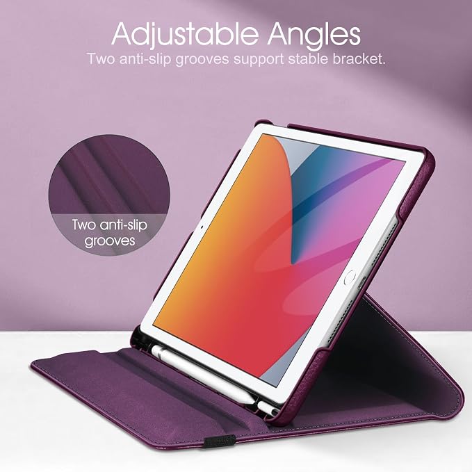 Fintie 360° Rotating Case for iPad 9th / 8th / 7th Generation 10.2 Inch | Swivel Stand Portrait &amp Landscape Viewing Shockproof Cover with Pencil Holder Auto Wake/Sleep Aqua Wave