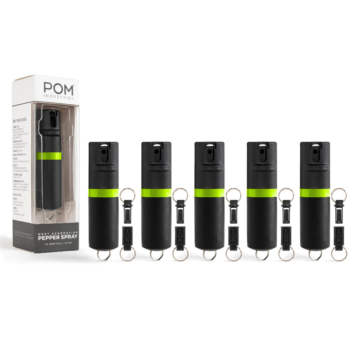 POM Premium Pepper Spray Keychain, Quick Release Access Flip Top Safety, Police Grade OC Formula with UV Marking Dye, 25 Precision Bursts, 10 Foot Effective Range, Made in USA