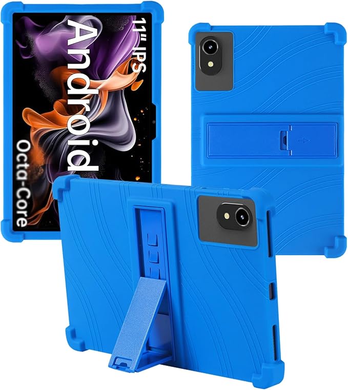 Case for ApoloMedia EP1095T 11 Tablet 2025 Android 15，WUNIAK Shock Proof Lightweight Stand Rubber Shell Protective CoverKids Friendly Soft Silicone Adjustable Stand CoverBlack