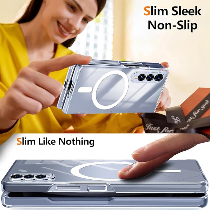 for Galaxy Z Fold4 CaseBuilt-in Magnet CircleWireless Charging | Military-Grade Shockproof case Cover for Samsung Galaxy Z Fold4Anagallis