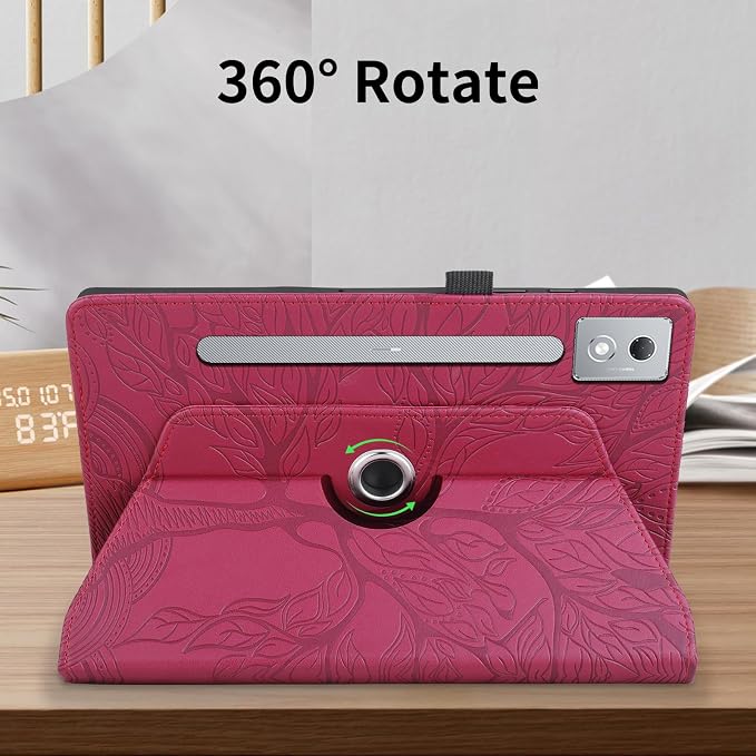 Rotating Case for Lenovo Tab P12 Pro 12.7 inch (SM-TB373FU) PU Leather Folio Folding Stand Cover -Black
