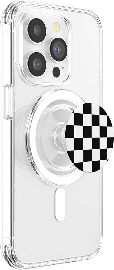Checkerboard Black and White Print Checkered for Boys Men PopSockets Adhesive PopGrip