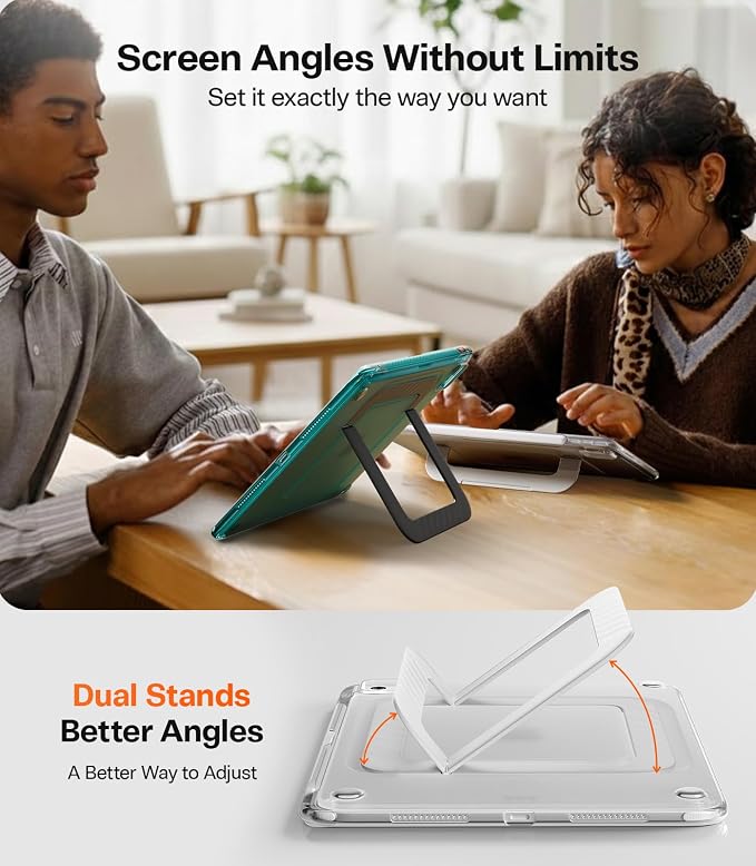 TORRAS Ostand K3 Neo for iPad Air 11 Inch Case (M4 2026 M3 2025 M2 2024) Viewing Angles AdjustableUltra Stable Stand Shockproof Protective Slim Kickstand Case with Pencil Holder Glacier Sprint