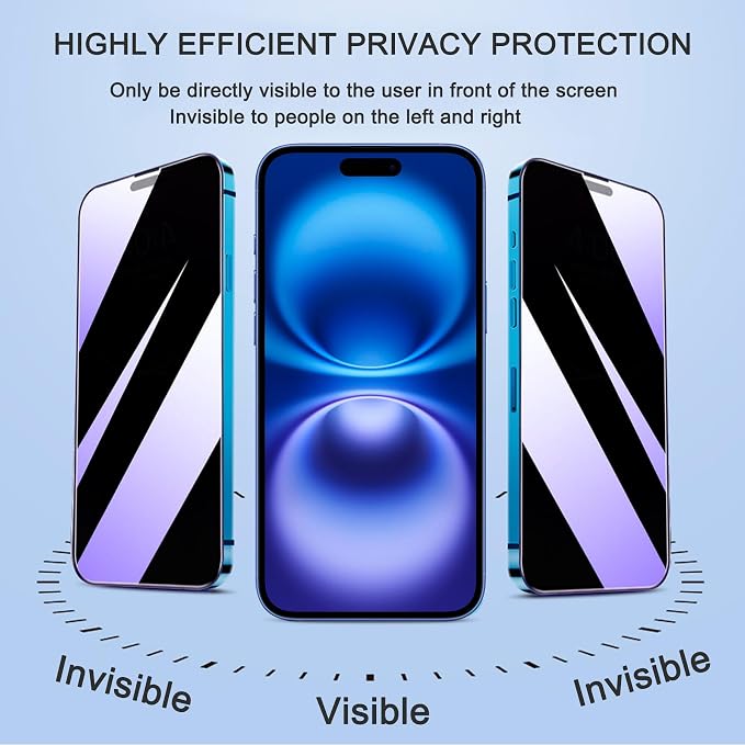 2 Pack Compatible with iPhone 12 Pro Max Privacy Screen Protector Anti-Spy Anti-Blue Light Eye Protection Tempered Glass Film Scratch Resistant Full Coverage Case Friendly