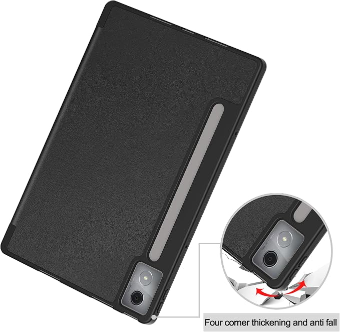 YRH for Idea Tab Pro 12.7 inch Case 2025 with Pen Holder Soft TPU Back Tablet Cover Case with Auto/Sleep (Black)