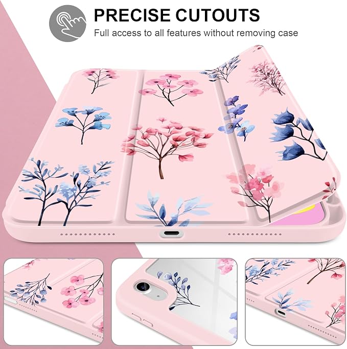 Case for iPad (A16) 11th Generation 11 inch 2025 /iPad 10th Gen 10.9 2022 - Aesthetic Cute Preppy Design Trifold Cover with Soft TPU Bumper Clear Back Auto Sleep/Wake Waves
