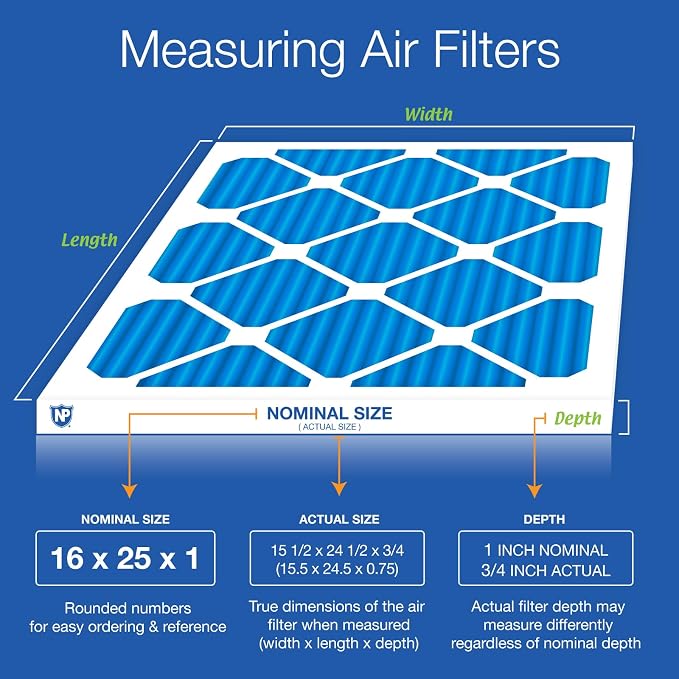 Nordic Pure 16x25x1 Pleated MERV 7 Air Filters 12 Pack