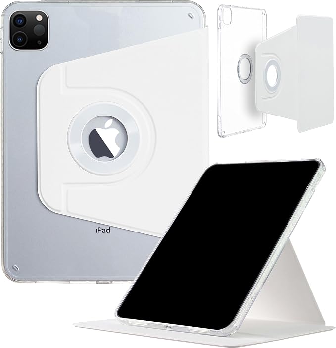 iPad Pro 11'' (M5 2025) (M4 2024) Case DMaos Magnetic Detachable Smart Cover 360 Rotation Foldable Stand - Black