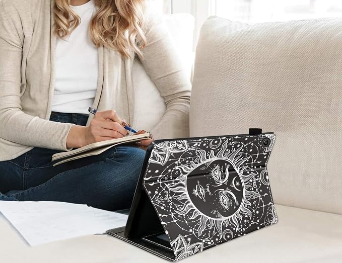 Case for Kindle Fire HD 10 Tablet 10.1 (9th/7th Generation 2019/2017 Release) - Slim PU Leather Stand Flip Cover with Card Slot &amp Pencil Holder Basketball Surface