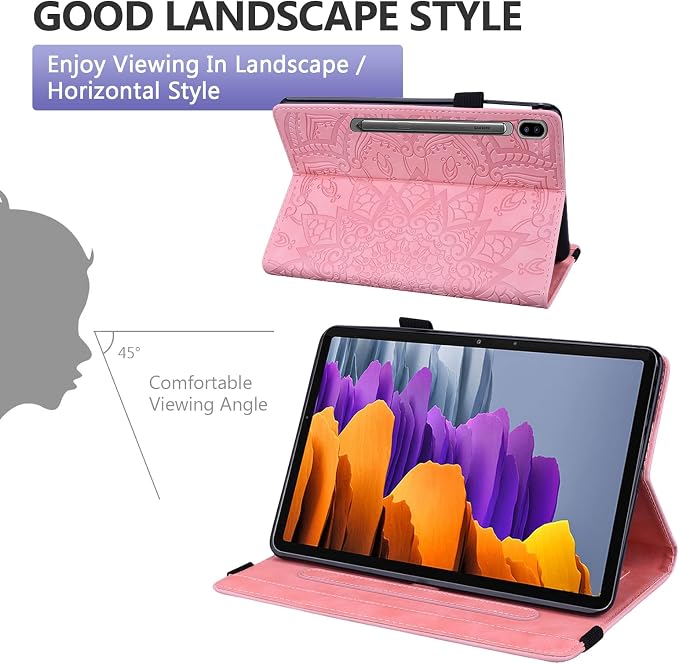 Dteck Case for Samsung Galaxy Tab S9 FE+ Plus 5G Tablet Case 12.4 2023 with Pencil HolderPU Leather Embossed Flower Cat Folio Multi-Angle Viewing Stand Shockproof Protective Tablet 12.4 CoverBlue