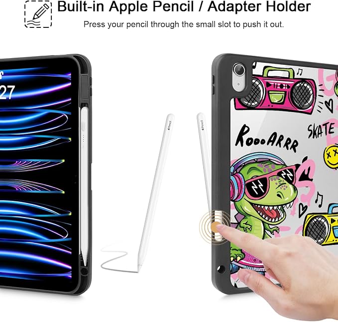 Mektron Case for 2026 iPad Air 11 inch M4 8th (M3 2025 7th /M2 2024 6th) Compatible with iPad Air 10.9 (2022 5th Gen /2020 4th Gen) Shockproof Clear Shell Blue Bows &amp Flowers