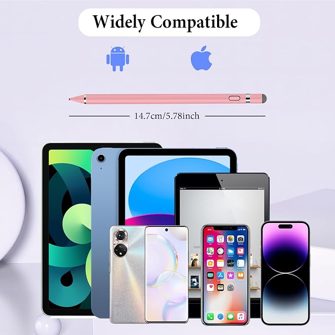 Stylus Pen for Touchscreen Kenkor Rechargeable Digital Fine Point Active Tablet Pencil Stylus Pen for iPhone/Switch/Android/Apple iPad Pro/Air/Mini/Samsung/Cellphone/Tablet Drawing &amp Writing - B