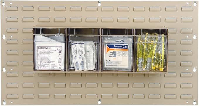 Akro-Mils TiltView Plastic Storage Cabinet with 3 Tilt Out Bins, Horizontal Plastic Parts Organizer, Teacher Toolbox, and Office Supply Organizer, 23-5/8" W x 9-7/16" H x 7-7/8" D, Stone