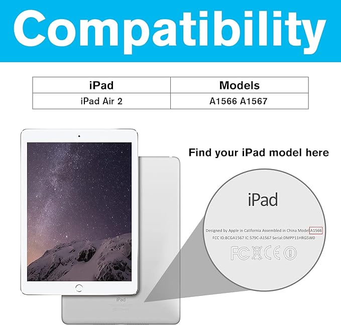 ProCase Slim Stand Case for iPad Air 2nd Gen 2014 Black | Fits Models A1566 / A1567 Ultra Slim Lightweight Protective Shell Translucent Frosted Back