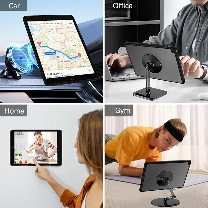 Telaso Magnetic for iPad 9th Generation/iPad 8th Generation/iPad 7th Generation Case iPad 10.2 inch 2021/2020/2019 Translucent Matte Back Soft TPU Bumper Military Grade Protective Case Black
