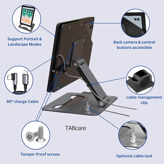 Anti-Theft Acrylic Case with EZ Foldable Aluminum Desktop Stand for Samsung Galaxy TAB Tablets (Black TAB A8 10.5)