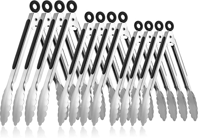 12 Pcs Serving Tongs for Cooking, Small Grill Tong