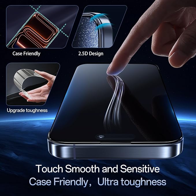 JESOHO Blue Light Blocking Screen Protector for iPhone 15 Plus 16 Plus | Eye Protection Anti-Reflective 9H Tempered Glass Case Friendly Scratch-Resistant No Bubble Easy Installation 2 Pack