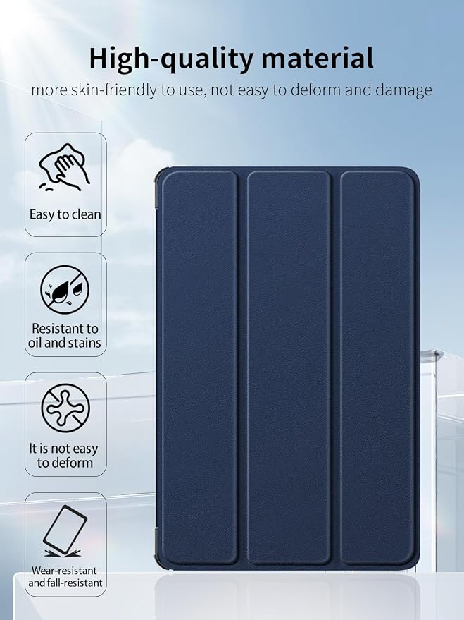Case for Lenovo Yoga Tab Plus TB520FU Android Tablet 12.7 inch Tablets12.7 inch TabletUYRUREL Leather Slim Folding Stand Cover with Hand Strap Magnet for Men Women Full ProtectionBlue.