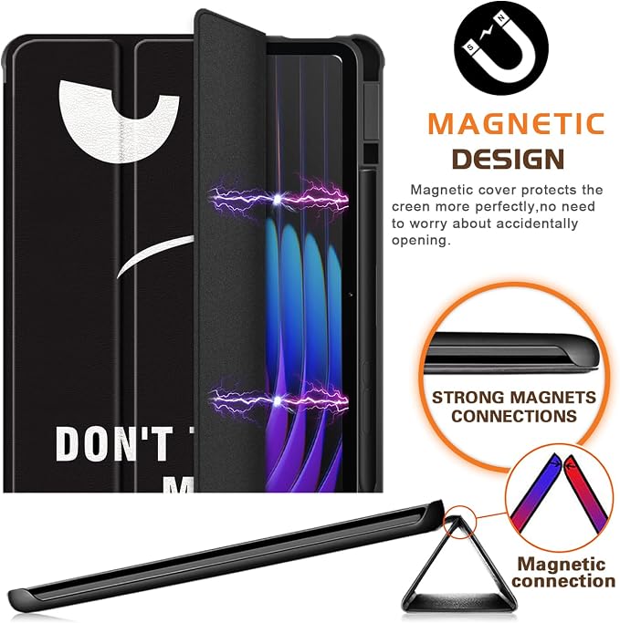Case Compatible with Xiaomi pad 7/7 Pro 11.2 2024Slim Drop Protection Tri-Fold with Hard Shell Transparent Back and Pen Holder Stand Smart Cover with Auto Wake/SleepBlack