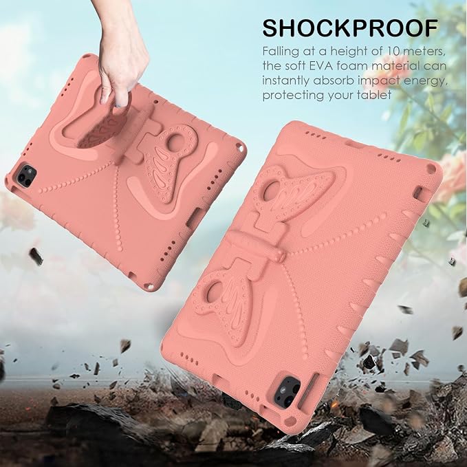 Kids Case for iPad Air 13 (2026/2025/2024) M4/M3/M2 &amp iPad Pro 13 2024 &amp iPad Pro 12.9 Cover 6th/5th/4th/3rd Gen (2022/2021/2020/2018) DIY Figures EVA Rubber Handle Stand Shockproof Bumper