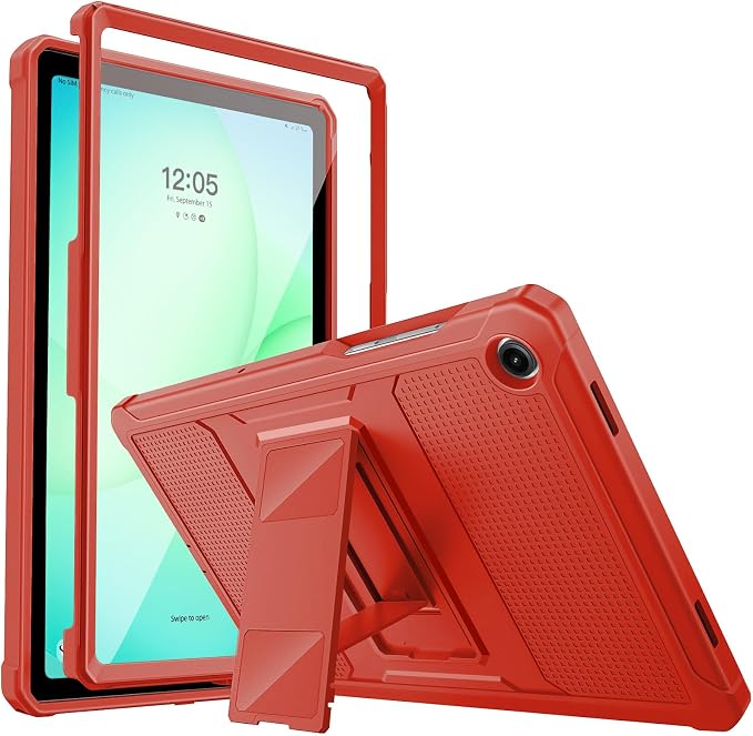 MoKo Shockproof Case Fit Samsung Galaxy Tab A11+ Plus/ A9+ 11 Inch | Full Body Rugged Stand Back Cover with Built-in Screen Protector for Galaxy Tab A11+/ A9+ Tablet Light Gray
