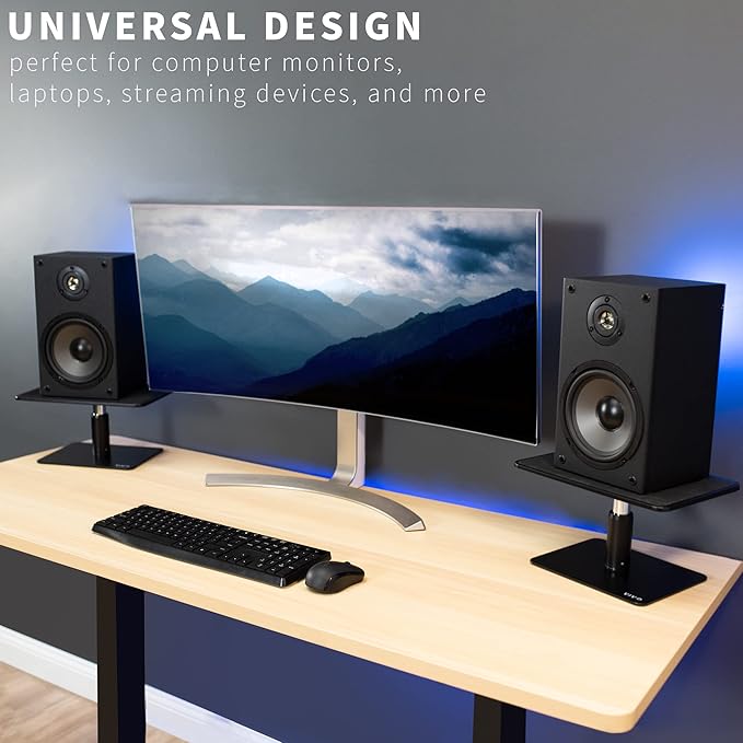 VIVO Universal Height Adjustable Ergonomic Computer Monitor and Laptop Riser Tabletop Desk Stand, Black, STAND-V000SB