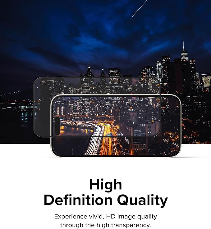 Ringke Full Cover Glass [Super Easy to Install] Compatible with iPhone 15 Screen Protector Case Friendly Shatterproof Premium 9H Hardness Tempered Glass with Installation Tool