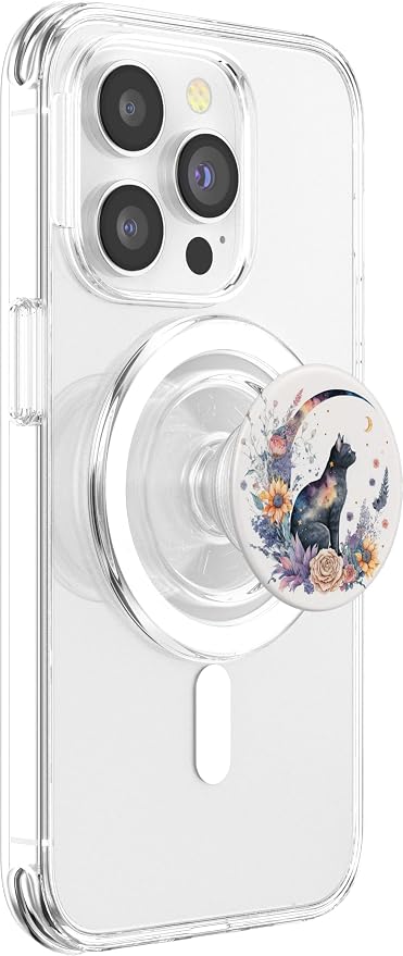 Cute Celestial Black Cat Crescent Moon Phases Witchy PopSockets Standard PopGrip