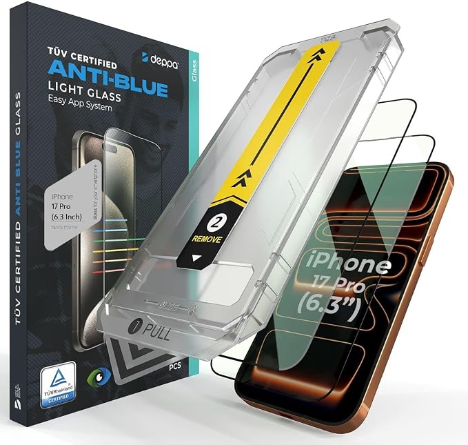 |2 Pack| Anti-Blue Light Screen Protector for iPhone 12 Pro Max (6.7')| Scratch Resistant Tempered Glass | 3D Edge to Edge Coverage | Easy Installation Kit | Eye Safeguard TÜV Certified