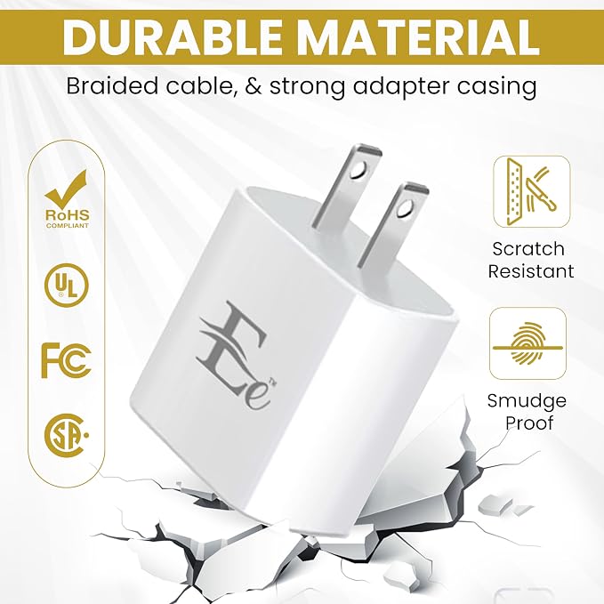 Emporium | 20W Power Charge USB C Cables and Wall Charger Kit | 3ft White USB C to C Charging Cable