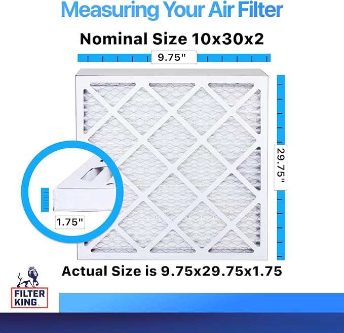 Filter King 10x30x2 Air Filter | 6-PACK | MERV 8 HVAC Pleated A/C Furnace
