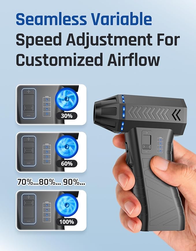 Compressed Air Duster- 300000RPM Super Power Electric Air Duster, Variable Wind Speed MAX 200g Mini Dust Blower for Computer, Keyboard, Outdoor, House and Car, Rechargeable Canned Air Replace Air Can