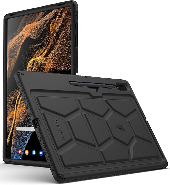 Poetic TurtleSkin Case for Samsung Galaxy Tab S10 FE Plus (2025 Release) 13.1 inch Case with S Pen Holder Heavy Duty Shockproof Kids Friendly Protective Silicone Cover Black