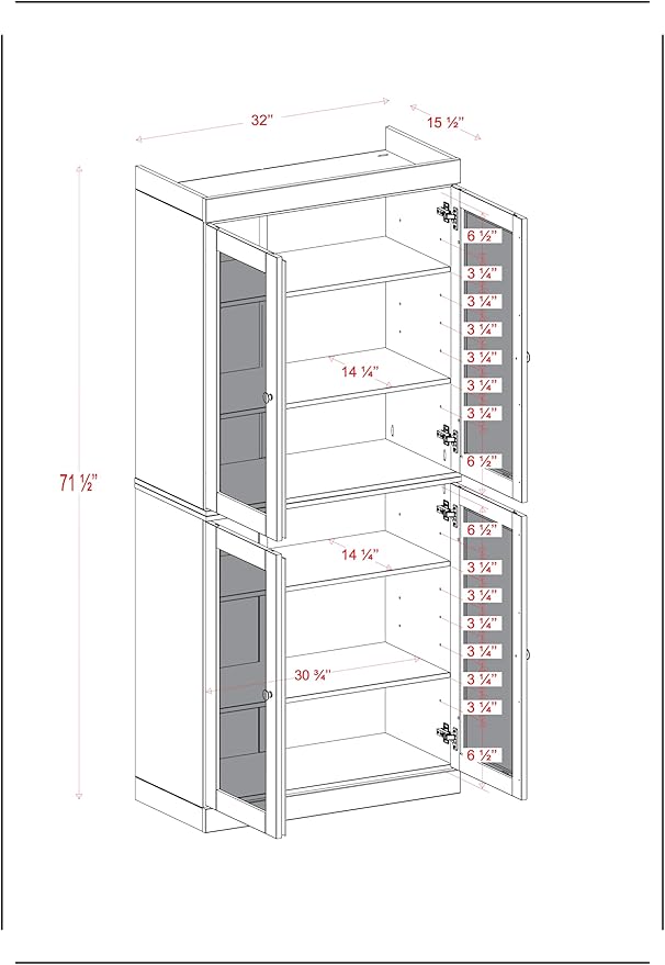 Palace Imports Solid Wood Bookcase w/Frosted Glass Doors & Adjustable Shelves for Living Room - 6-Tier Tall Bookshelf, 71.5" H x 32” W - Aqua, 100% Renewable Eco-Friendly Wood, Made in Brazil